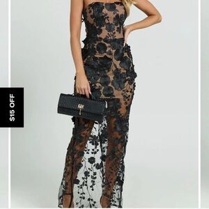 Showpo Black Floral Lace Dress
